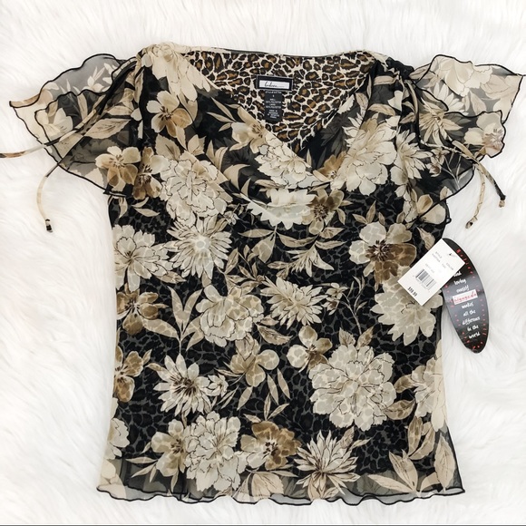 Believe Floral/Cheetah 2 LayerTop - Picture 2 of 7